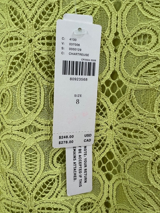 Anthropologie NWT V-Neck Lace Dress Midi in Chartreuse size 8 - Picture 6 of 11